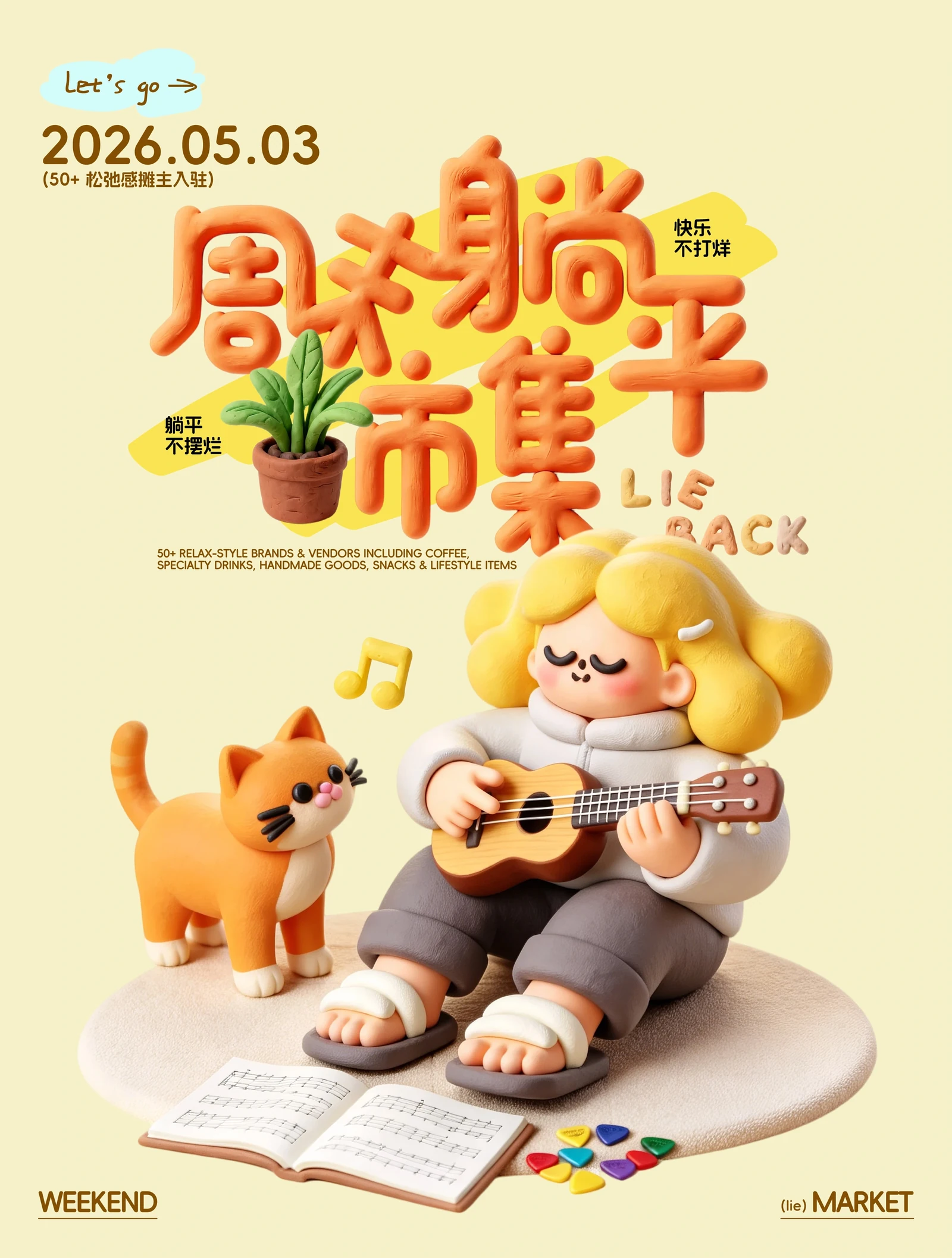周末躺平市集完整主视觉